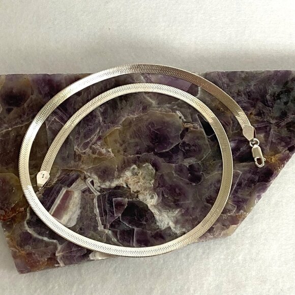 Sterling Silver 925 TJC 5MM Polished Flat Herringbone Chain Necklace 18" 14g - Picture 12 of 16